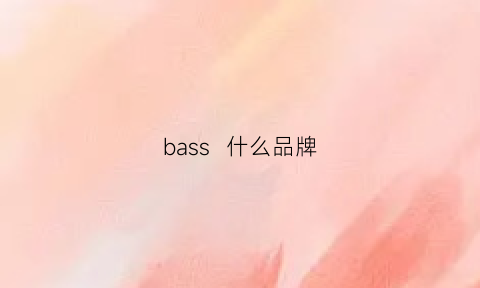 bass什么品牌(bass品牌推荐)